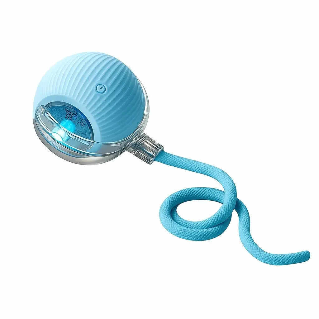 Interactive Pet Rolling Ball Toy with 2 Replaceable Tails, Automatic Dog & Cat Teaser Toy