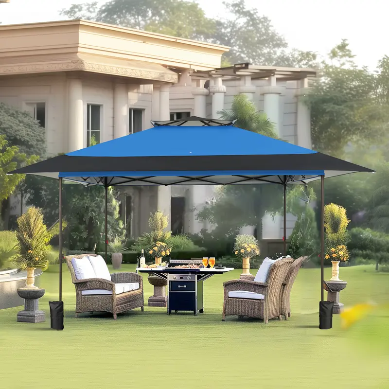 13x13ft Pop-Up Canopy Gazebo 169 sq.ft Sun Shade, Beige Brown