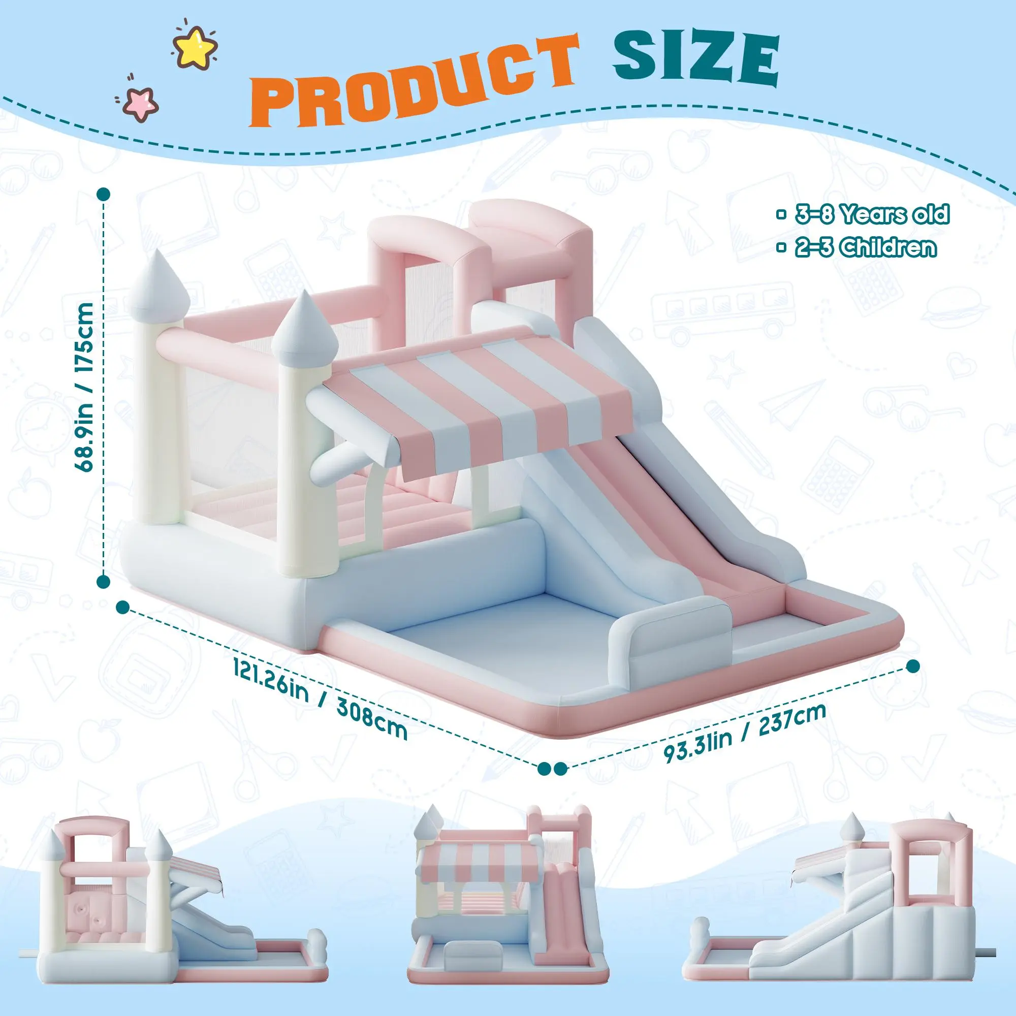 ⚡ Last Chance Sale⚡Inflatable Trampoline, Portable Home Pool Play Area