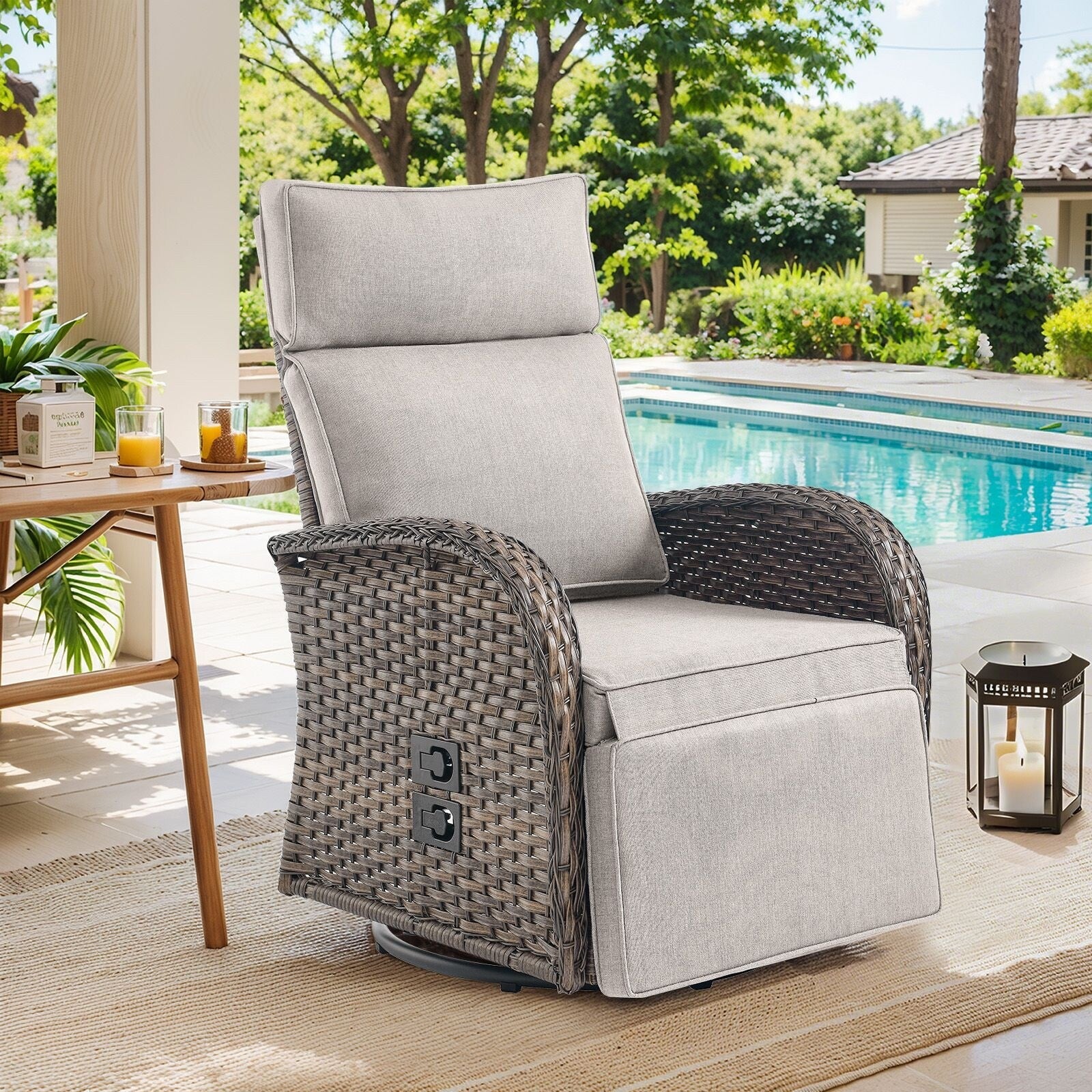 Pocassy Reclining Patio Chair with Adjustable Backrest