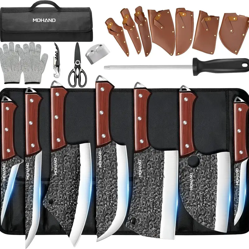 🔥 Special Offer — 14-Piece High-Carbon Stainless Steel Kitchen Knife Set with Wooden Handles & Accessories 🔪