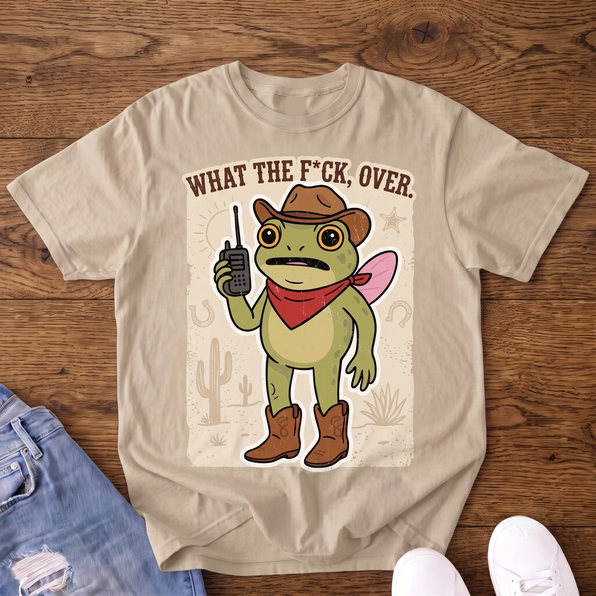 What The F*ck, Over! Cowboy Frog Graphic T-Shirt