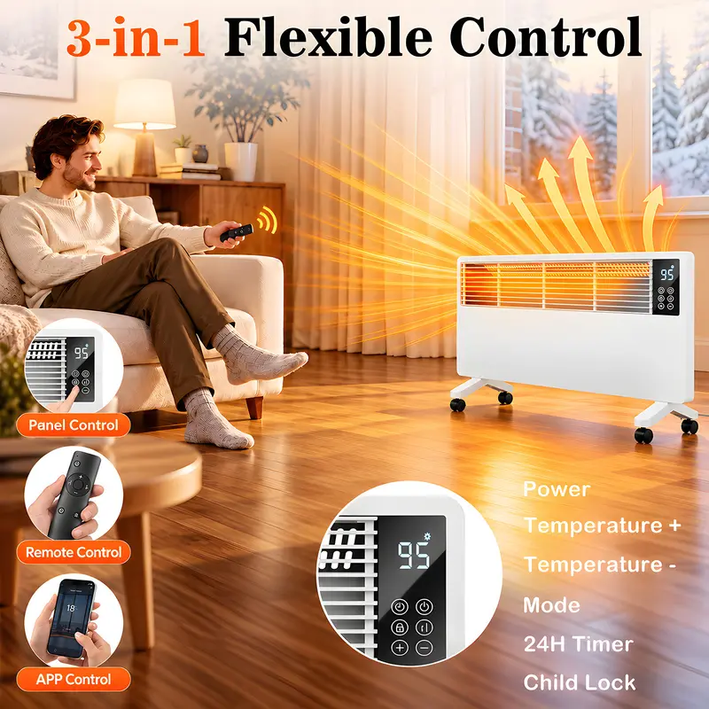 1500W Fan-Free Convection Space Heater with Thermostat