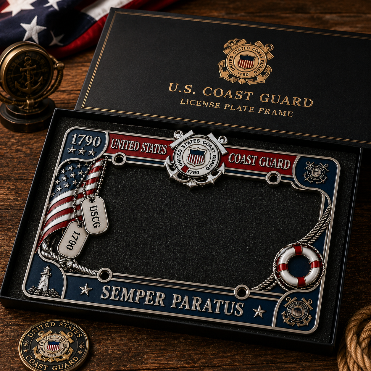 🔥 Last Day 50% OFF - U.S. Coast Guard “Semper Paratus” License Plate Frame ⚓