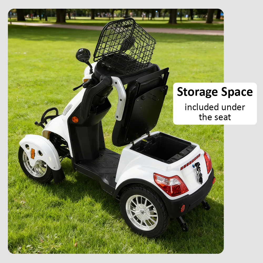 Heavy Duty 4-Wheel Mobility Scooter - 60V/20Ah,35 Miles for Seniors 500lbs with Adjustable Seat and Drum Brake