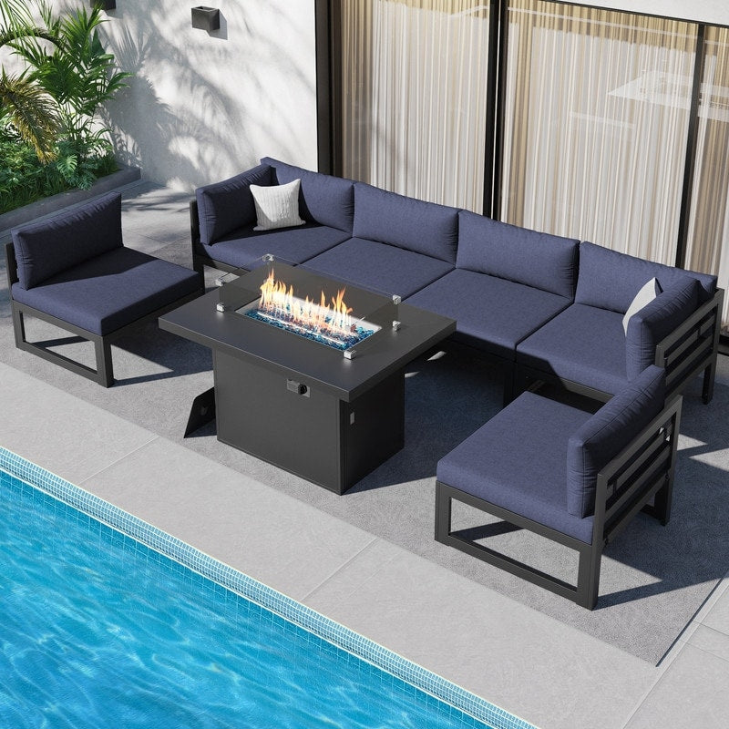 FINCATI Aluminum Outdoor Patio Furniture Conversation Sectional Sofa Set