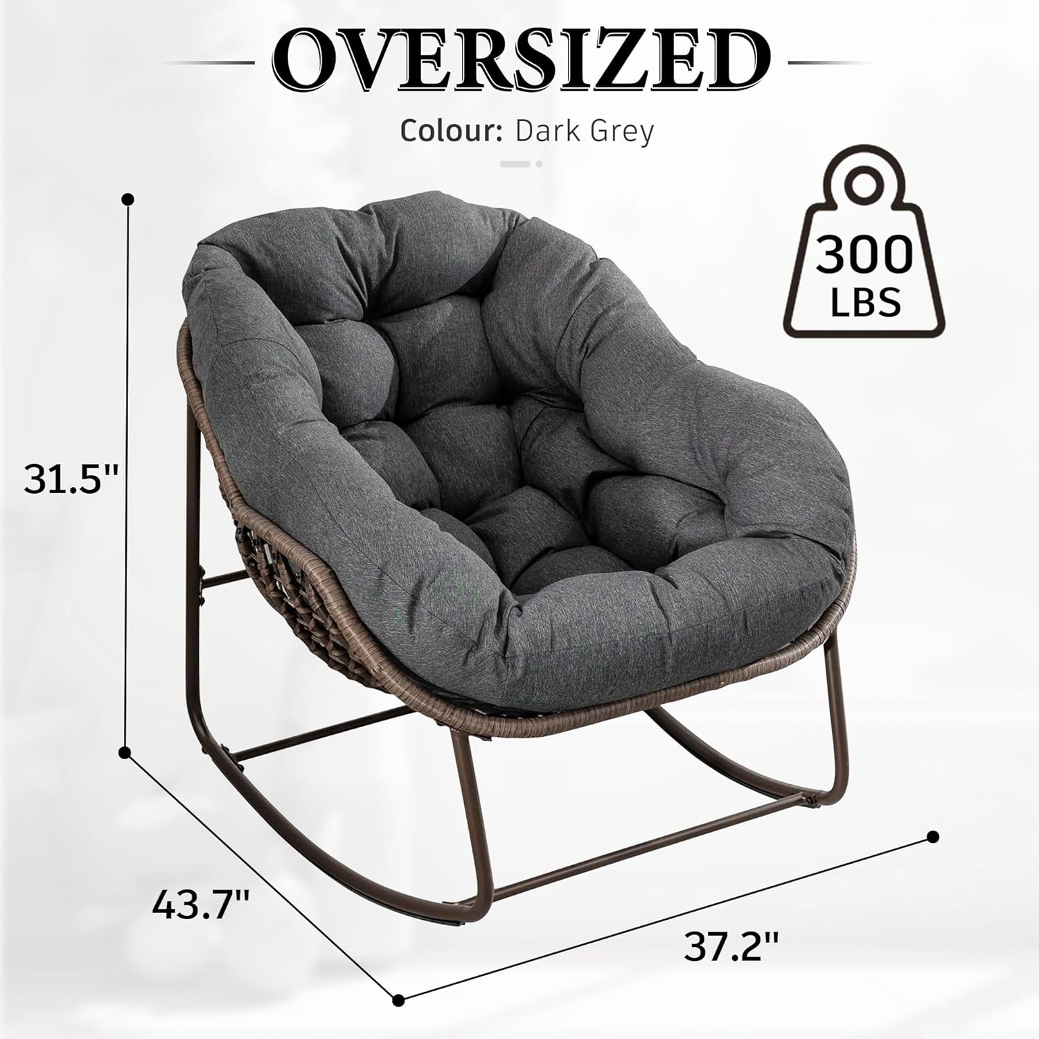 Oversized Outdoor Egg Rocking Chair with Thick Cushion – Comfortable Patio & Indoor Lounge Seating Clearance Sale