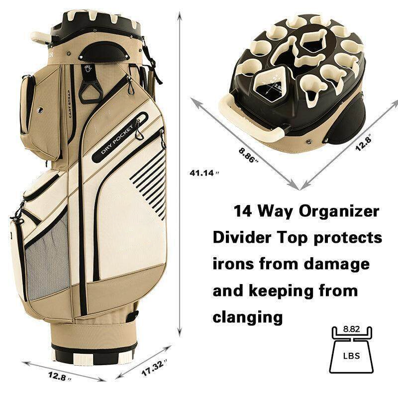 T-Lock Golf Cart Bag with 14 Way Organizer Divider Top