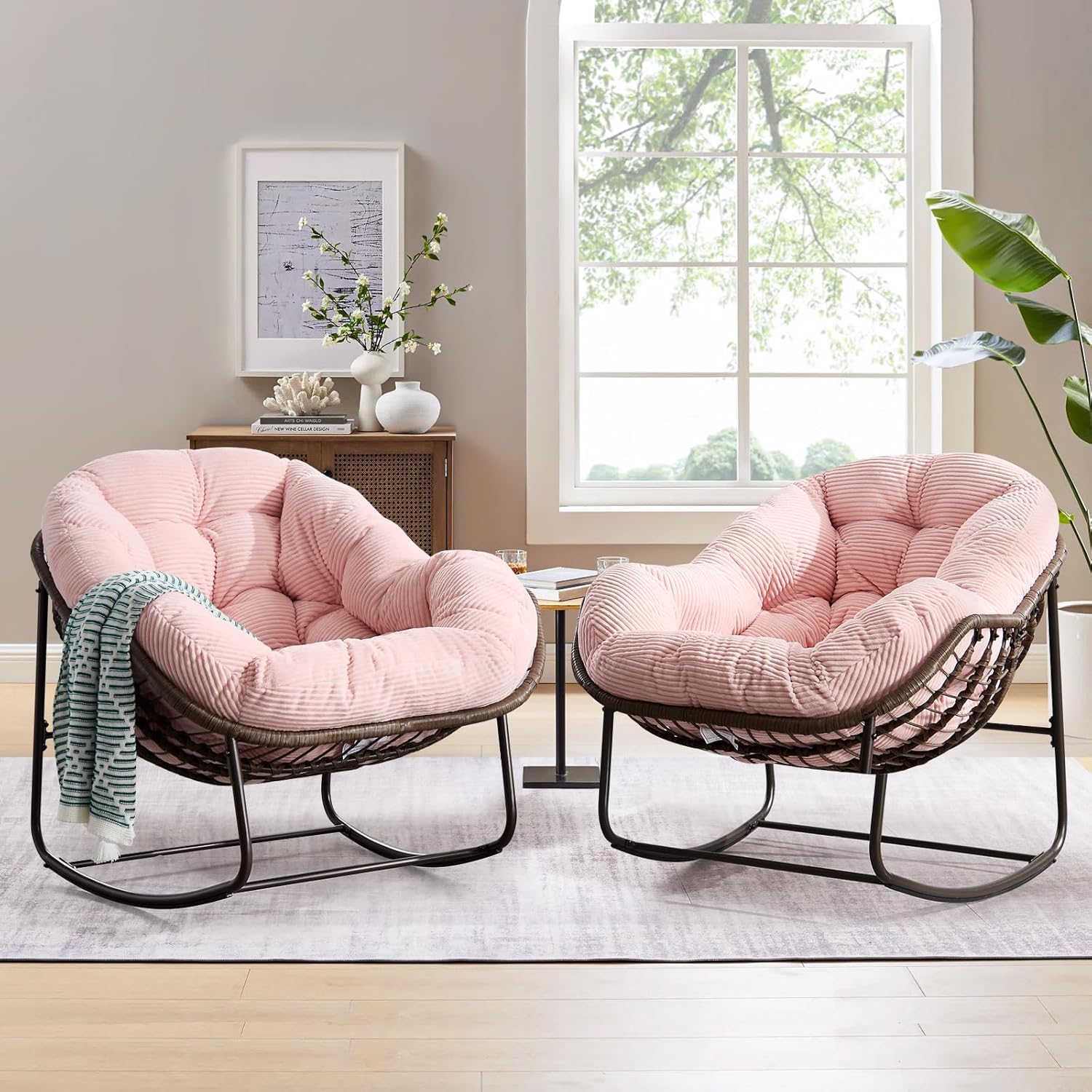 Oversized Outdoor Egg Rocking Chair with Thick Cushion – Comfortable Patio & Indoor Lounge Seating Clearance Sale