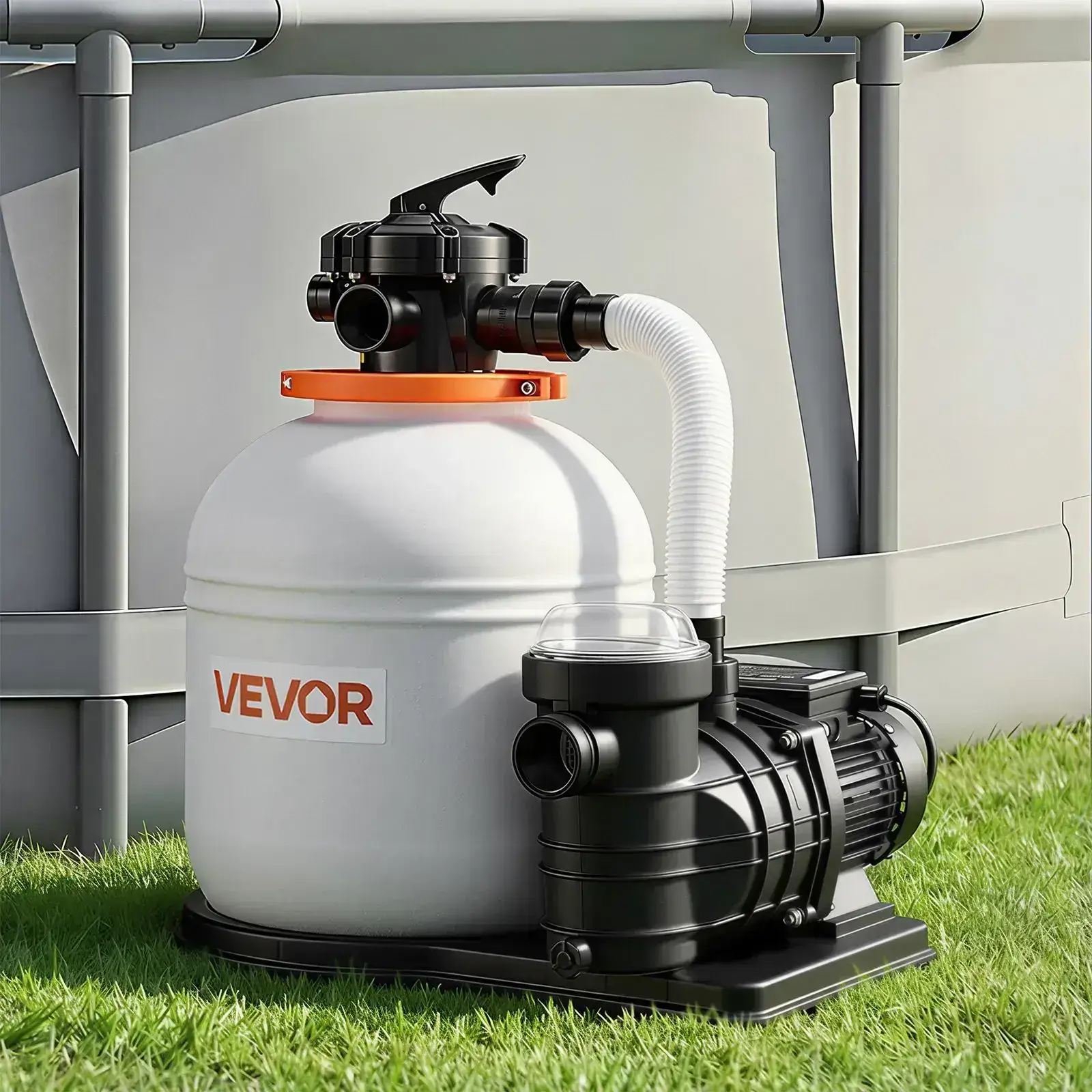 Sand Filter Pump, 16 in for Above Ground Pool, 1 HP 4400 GPH, Swimming Pool Filter System with Timer, 6X Faster Filtration with Media Installed, Leak-Resistant, Ready to Use Out of Box, Pool Accessories, Swimming P
