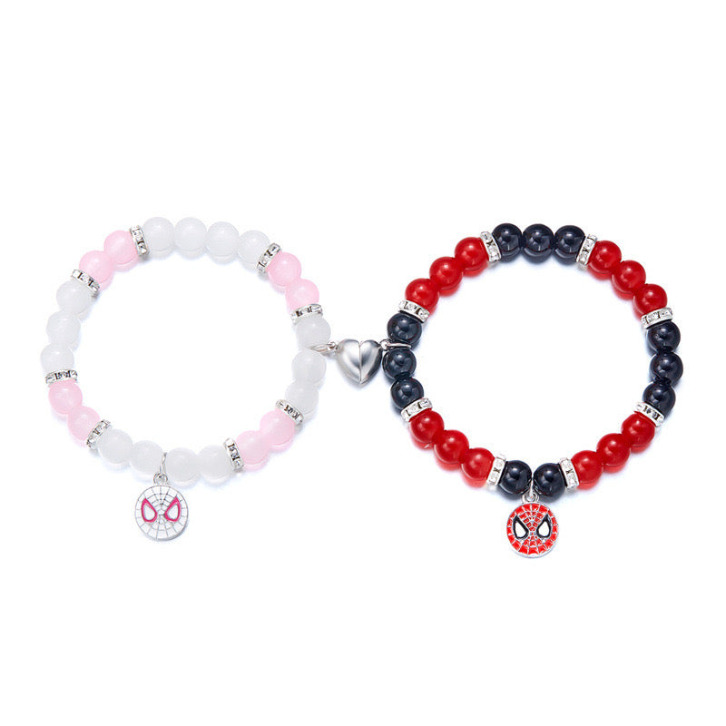 Hellokitty and Spiderman 2 Pcs Magnetic Couples Adjustable Bracelets
