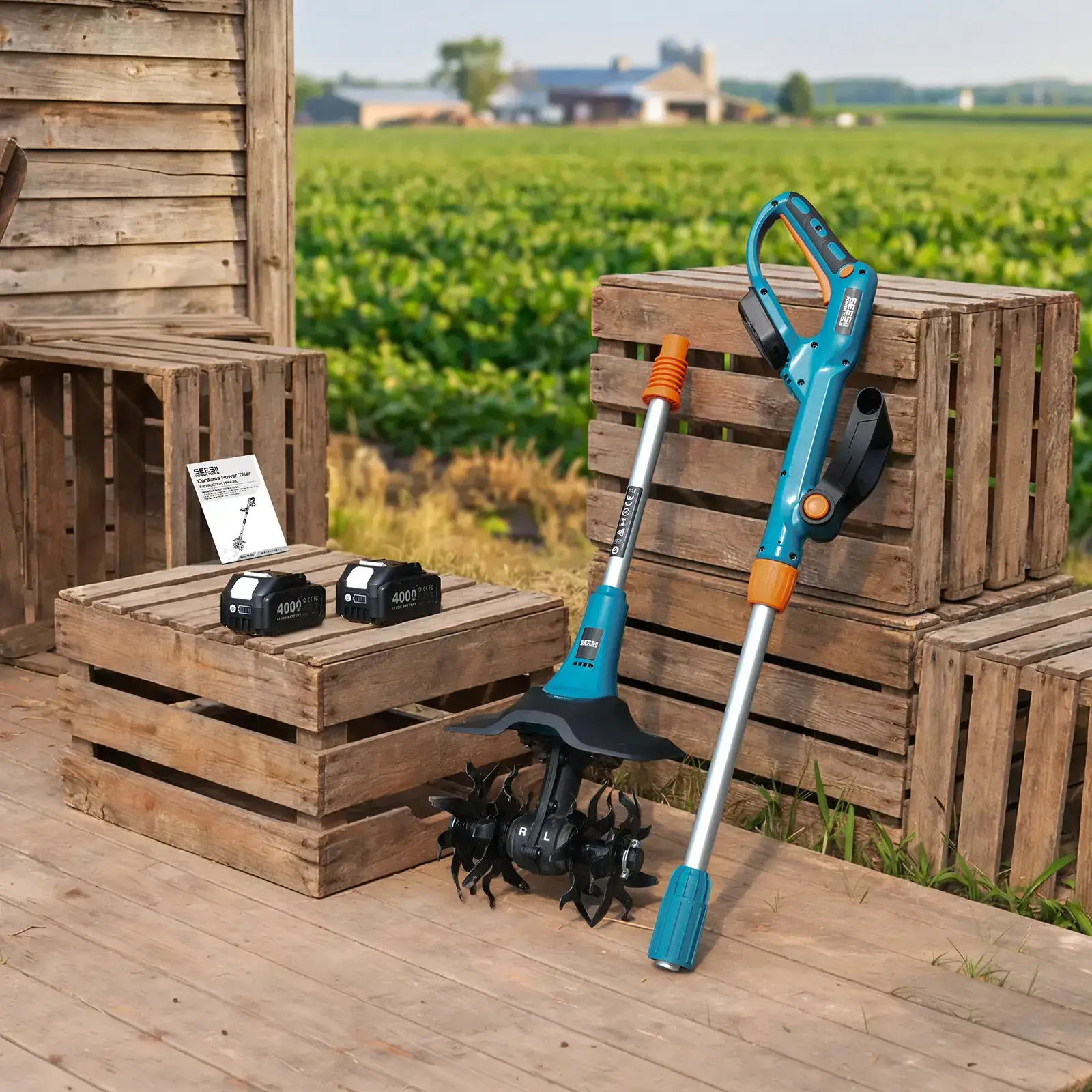 Electric Tiller for Gardening, 360 RPM Rototiller Cordless Cultivator, Total 8000mAh Battery Powered Garden Tiller 4 Pcs Blades for Smooth Tilling, Handheld Tiller for Raised Garden Beds Outdoorfun#SummerVibes