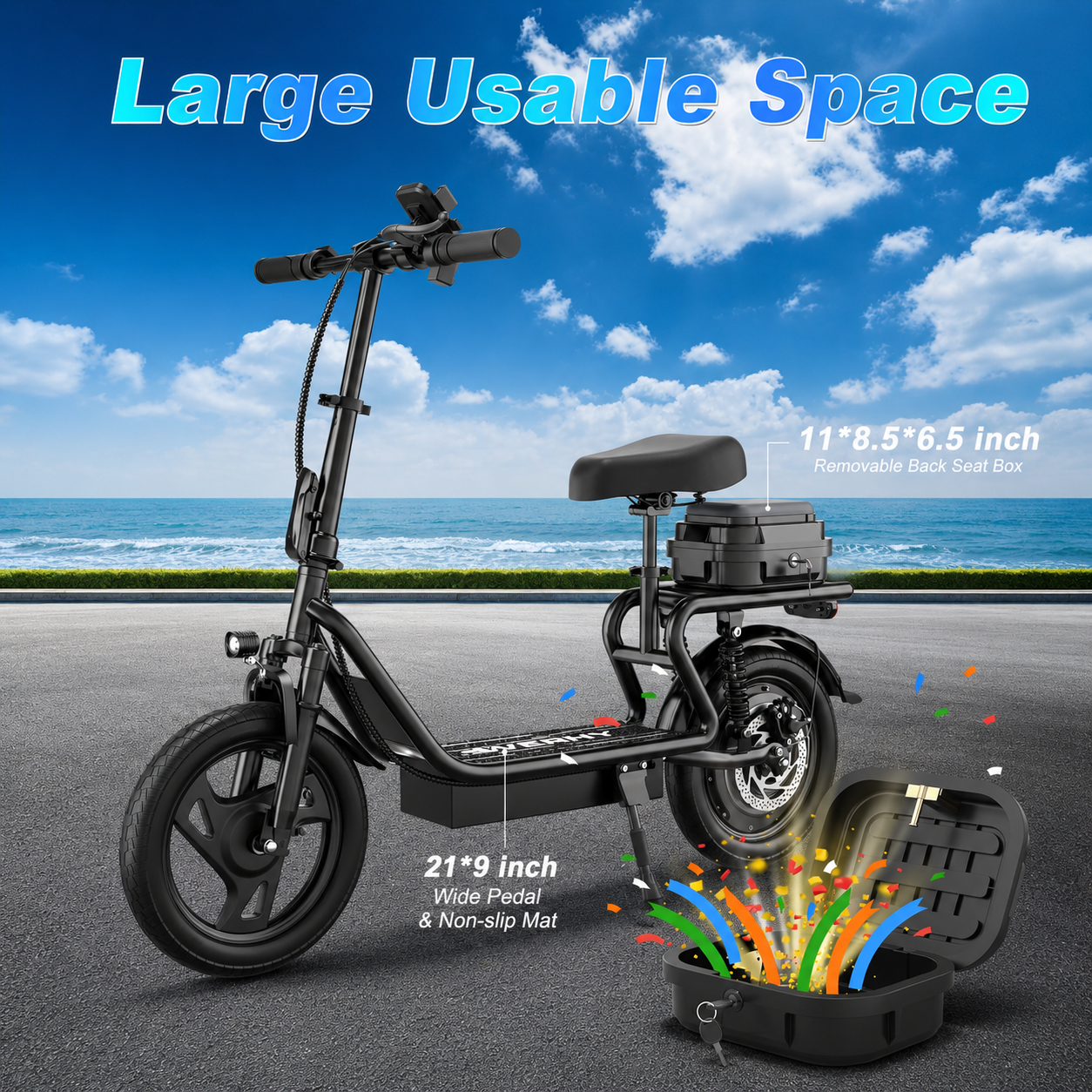 🔥Limited Sale🔥 500W Seated Electric Scooter – Fast, Foldable & Built for Daily Rides