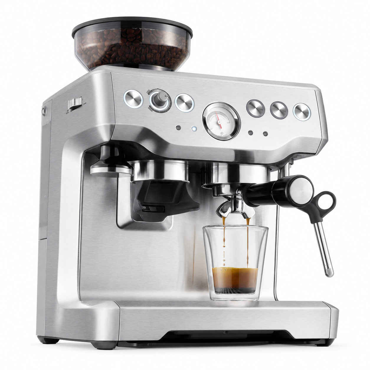🔥 Semi-Automatic Espresso Machine with Built-In Grinder & Milk Frother