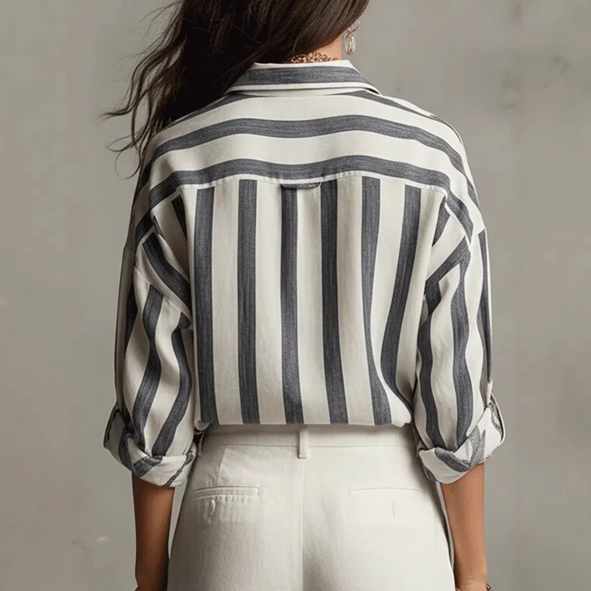 Oversized Striped Button-Down Shirt