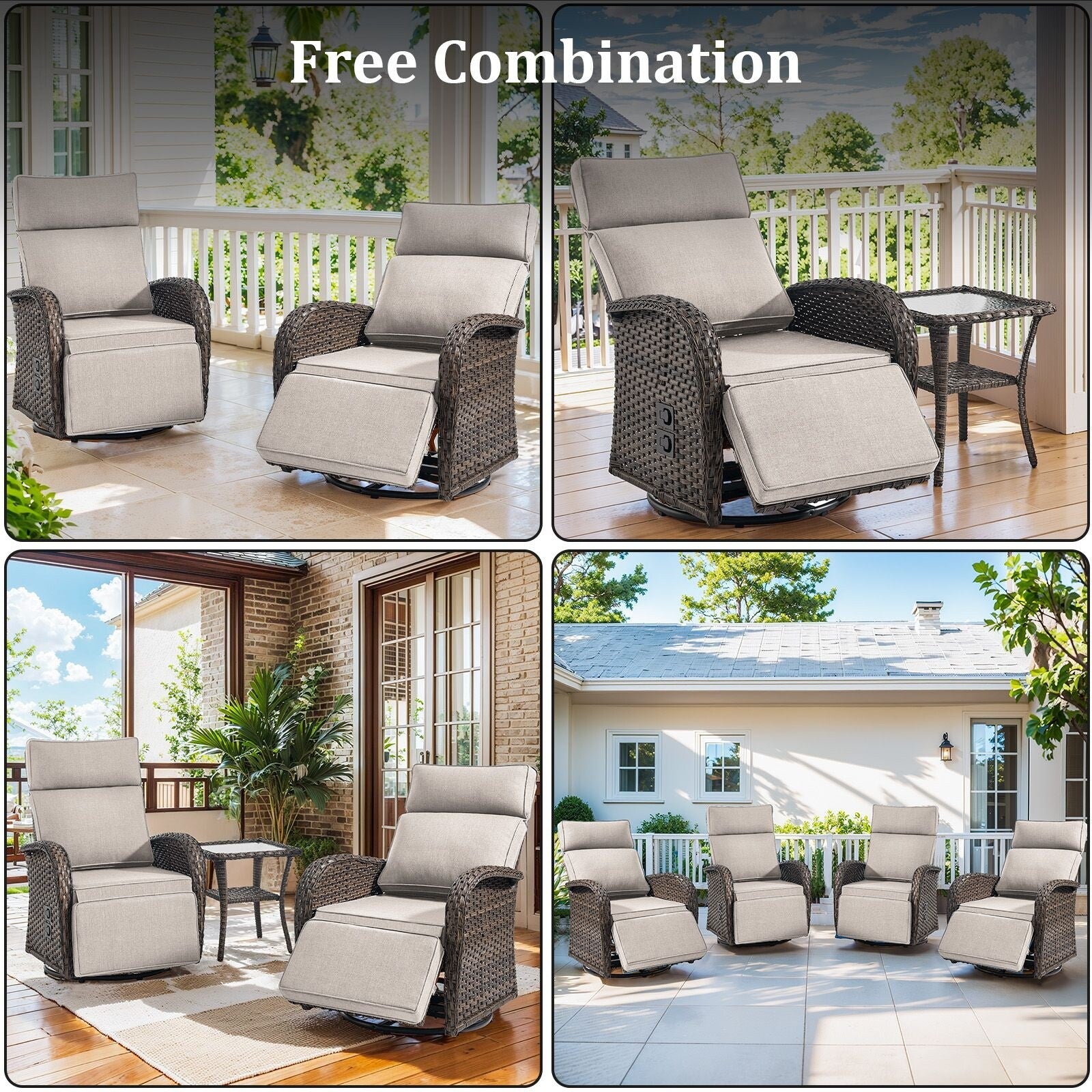 Pocassy Reclining Patio Chair with Adjustable Backrest