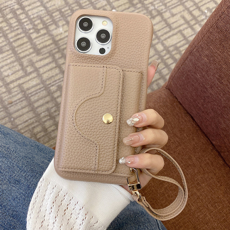 Protective Pink Wallet Phone Case with Mirror & Wristlet