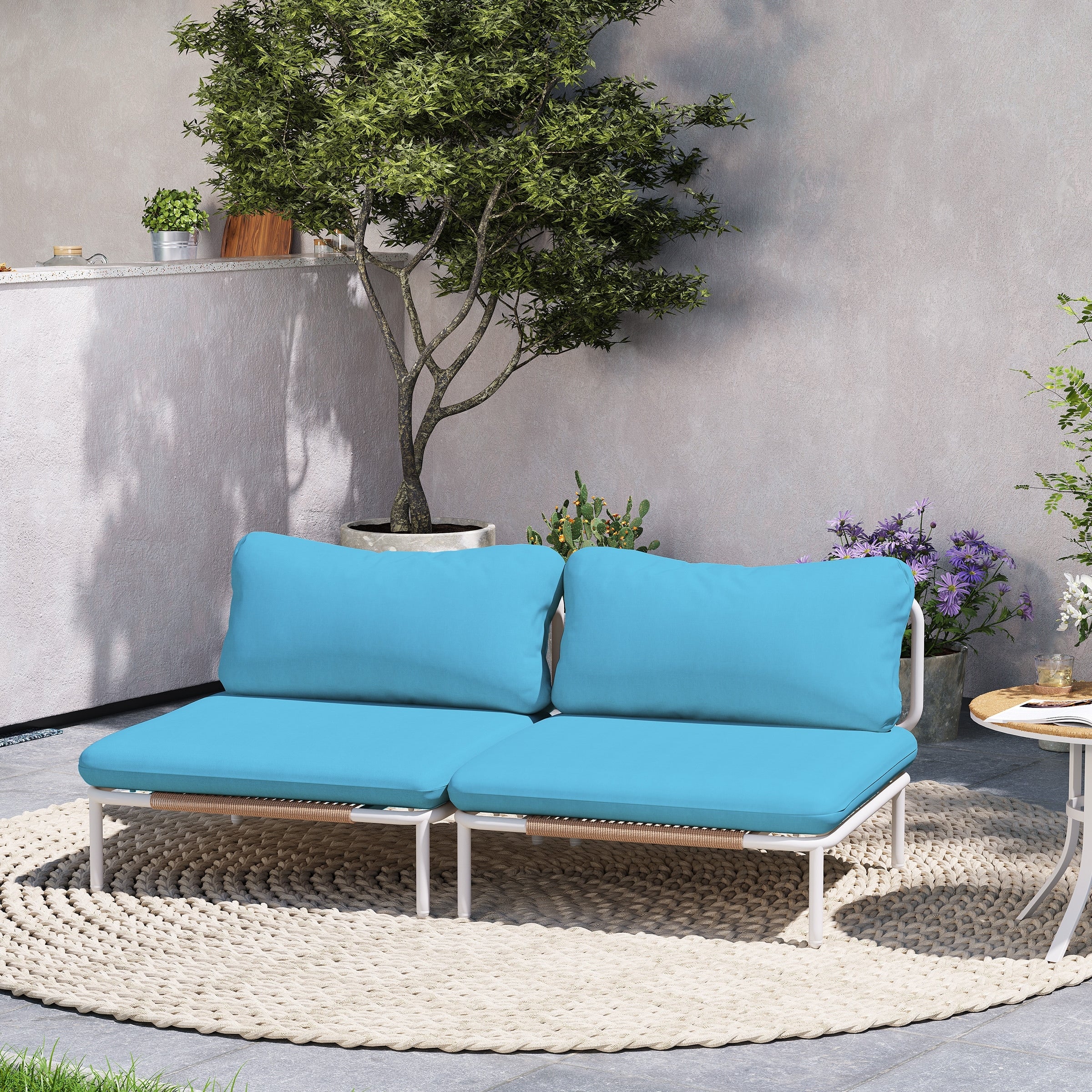 Outdoor Cushioned Sectional Sofa Chat Set Patio Furniture Conversation Set, Free Combination