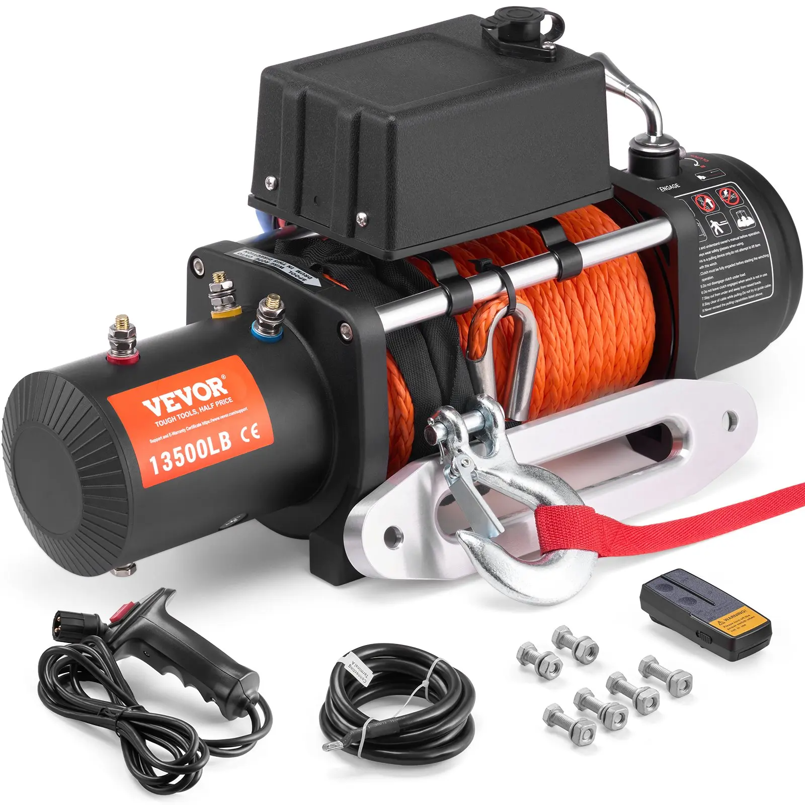 Electric Winch for Truck 6000 lb Synthetic Rope Waterproof Remote Control
