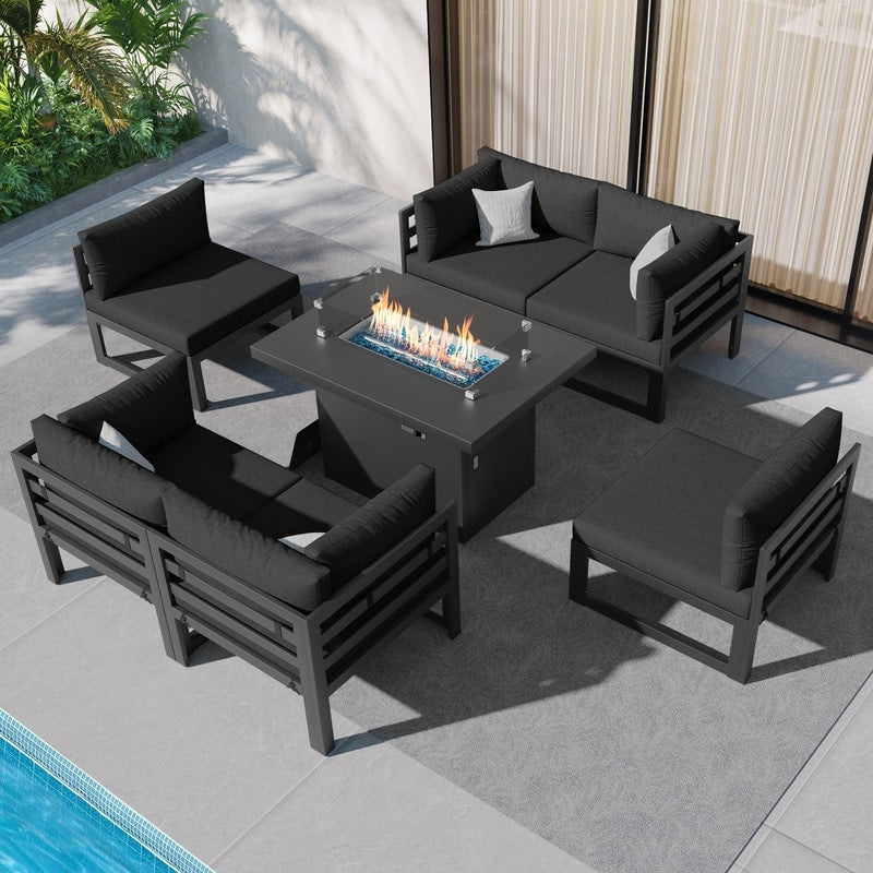 FINCATI Aluminum Outdoor Patio Furniture Conversation Sectional Sofa Set