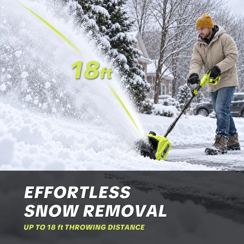 🔥Last Chance Sale🔥21V Cordless Snow Shovel with 2×3.6Ah Batteries, Adjustable Handle & Directional Snow Chute