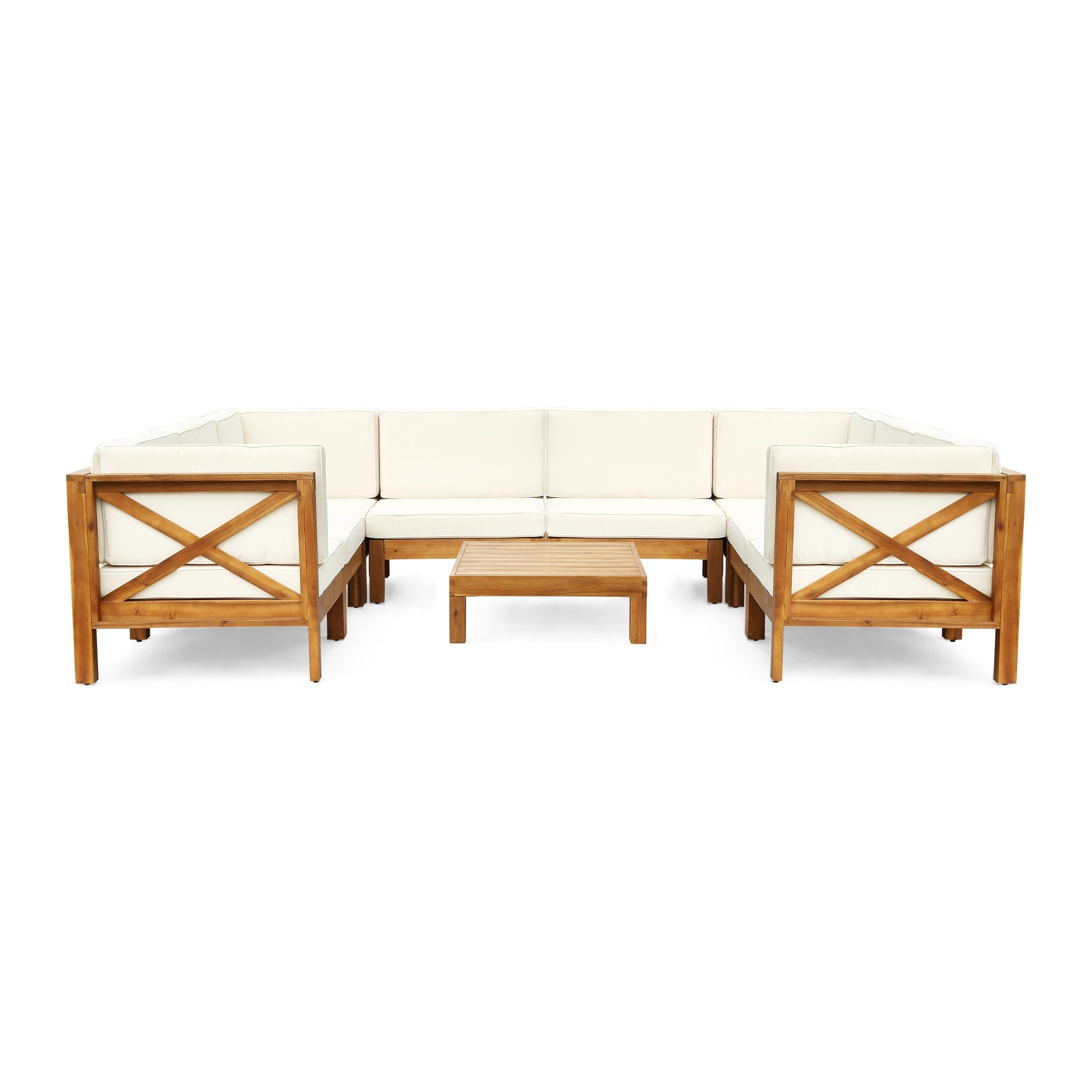 Brava Acacia Wood Outdoor Sectional Sofa by Christopher Knight Home