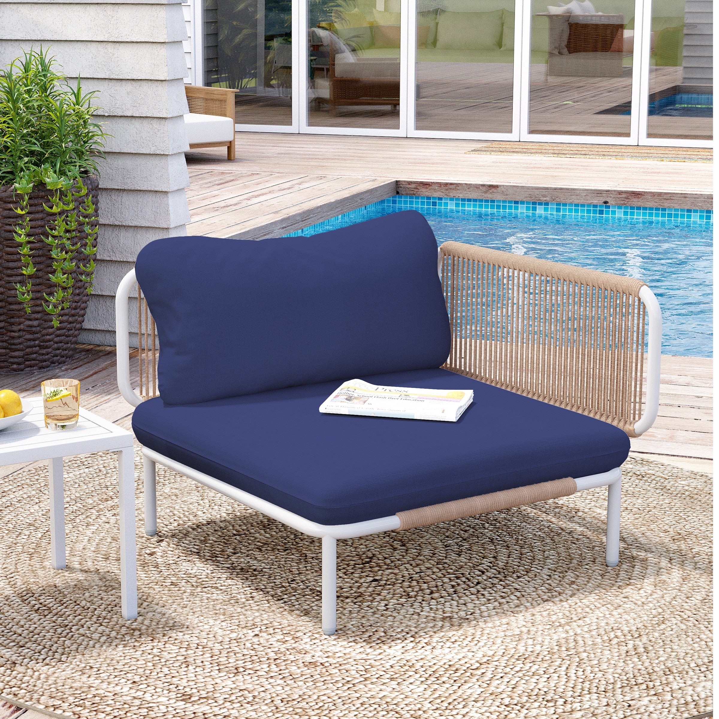Outdoor Cushioned Sectional Sofa Chat Set Patio Furniture Conversation Set, Free Combination