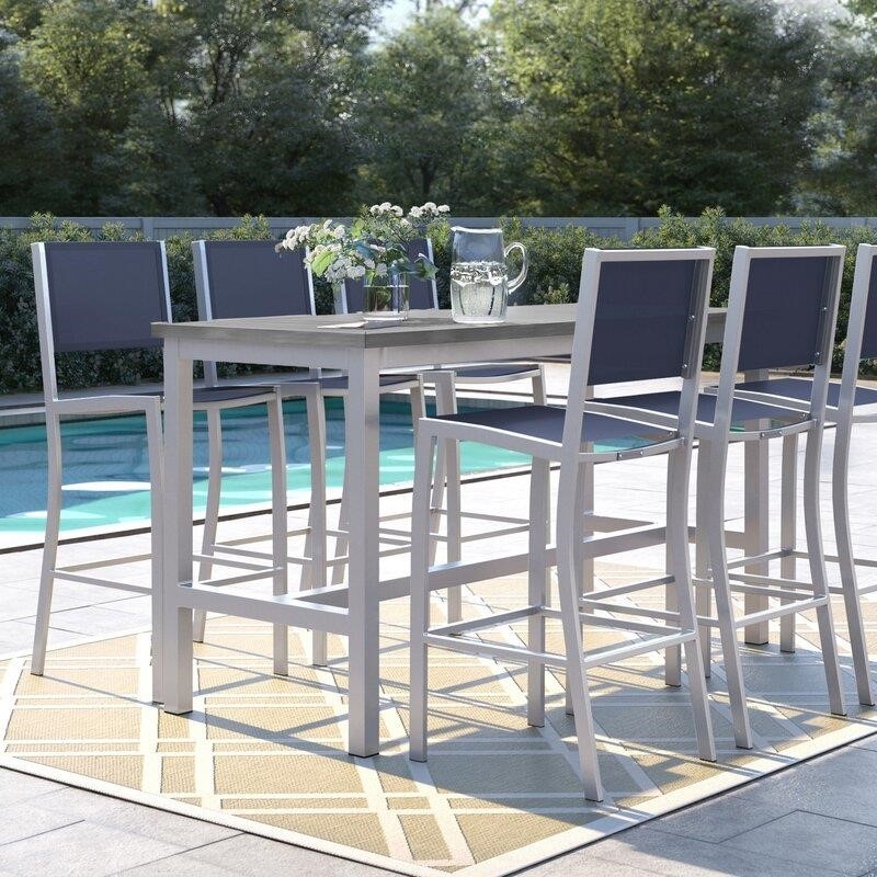 Mckinnon Rectangular 6 - Person 73'' Long Aluminum Bar Height Dining Set