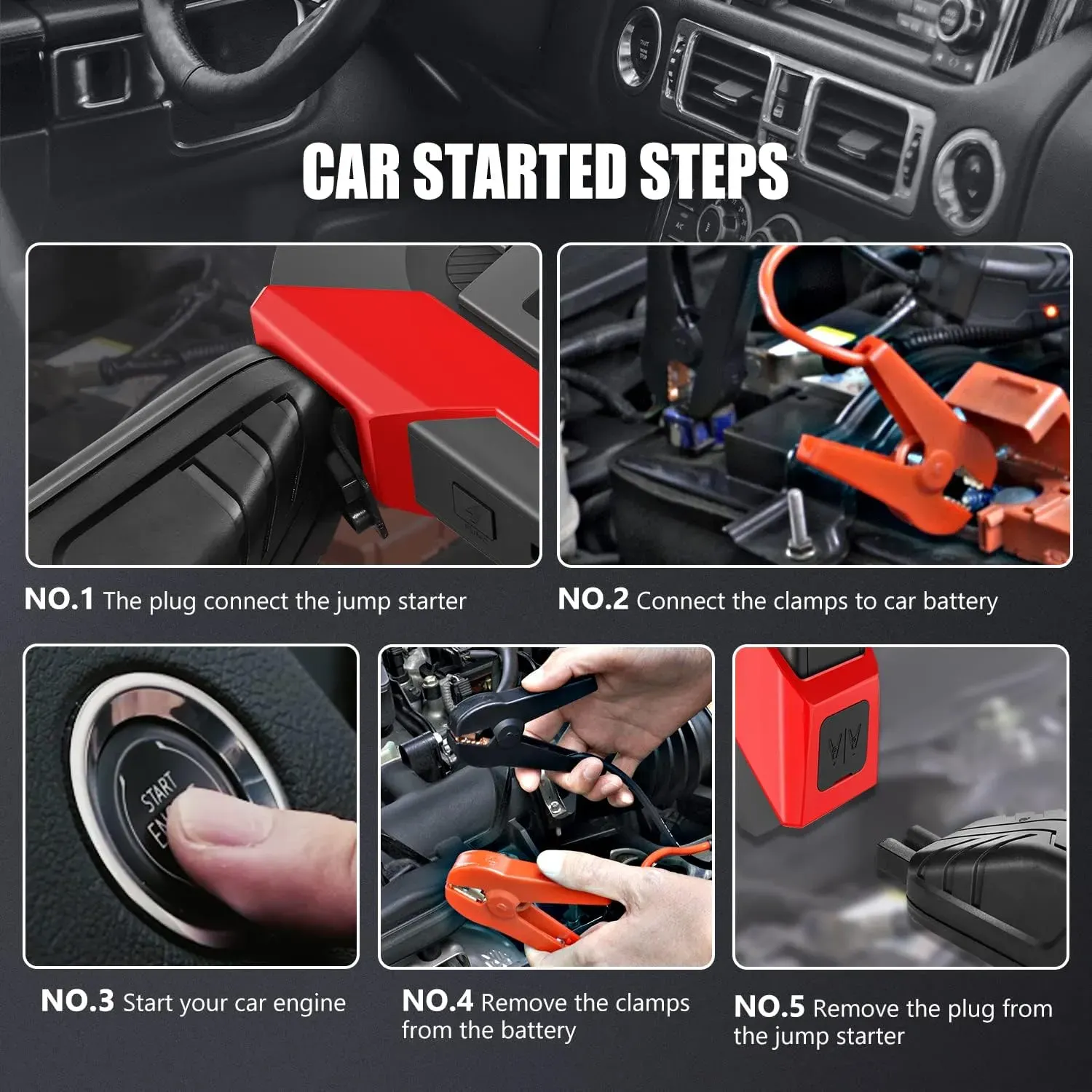 Portable Car Jump Starter with Force Start Function
