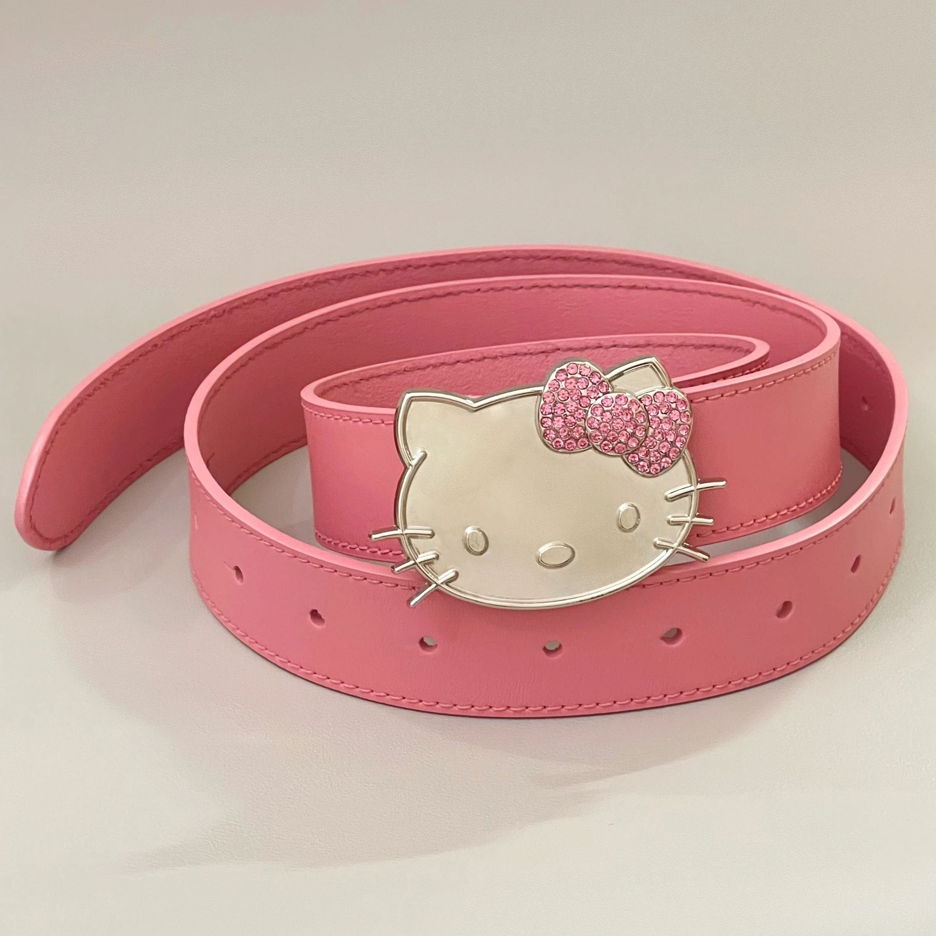 Hellokitty Rhinestone Belt Y2k Belt Cowgirl Leather Belt
