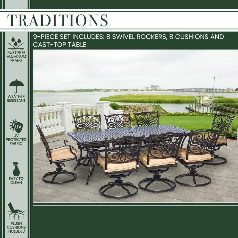 Bucci Round 6 - Person 56'' Long Aluminum Bar Height Dining Set with Cushions