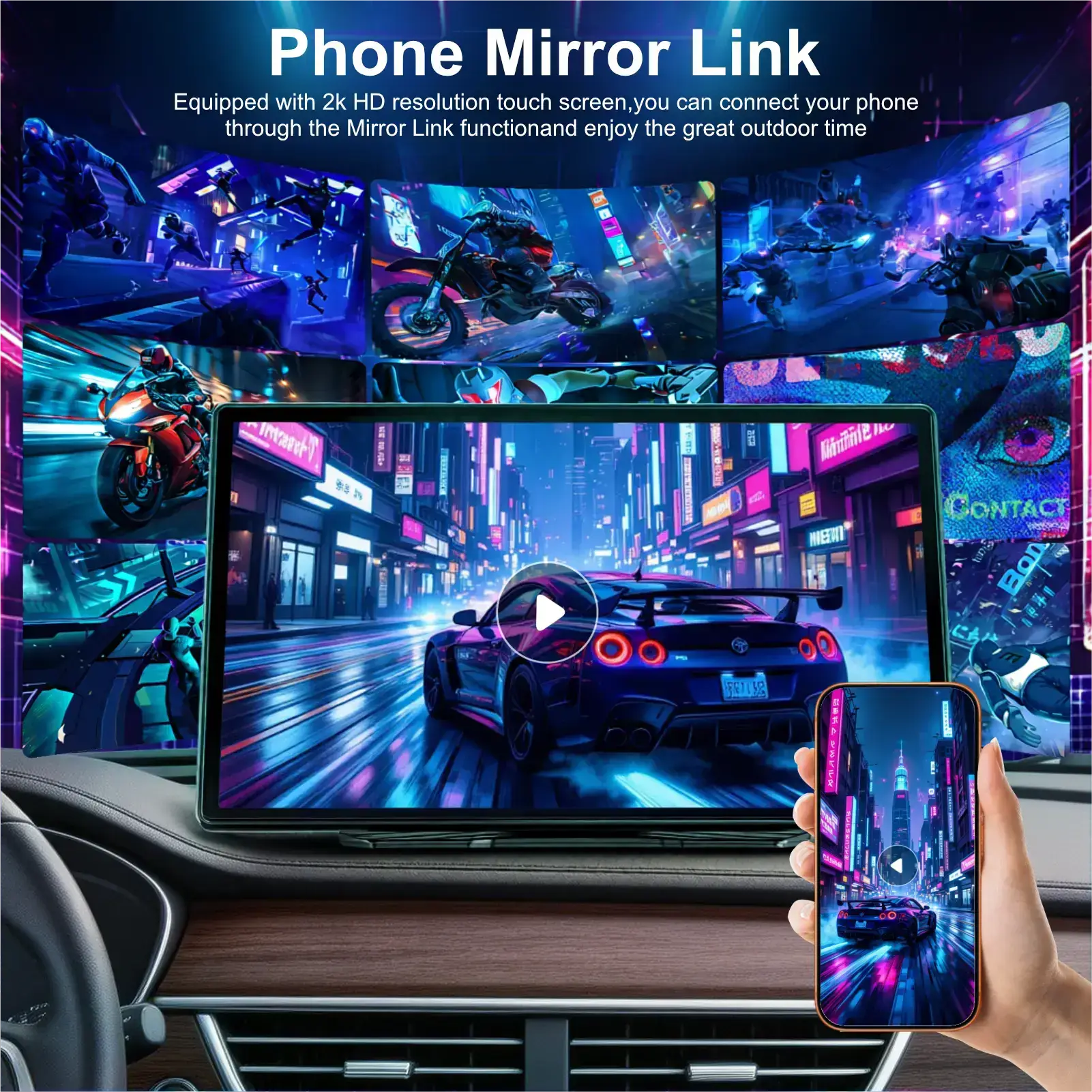 2026 Upgraded 9 Inch IPS Touchscreen Wireless CarPlay Screen, Supports Android Auto, Mirror Link, TikTok YouTube, Backup Camera, Navigation & Voice Assistant
