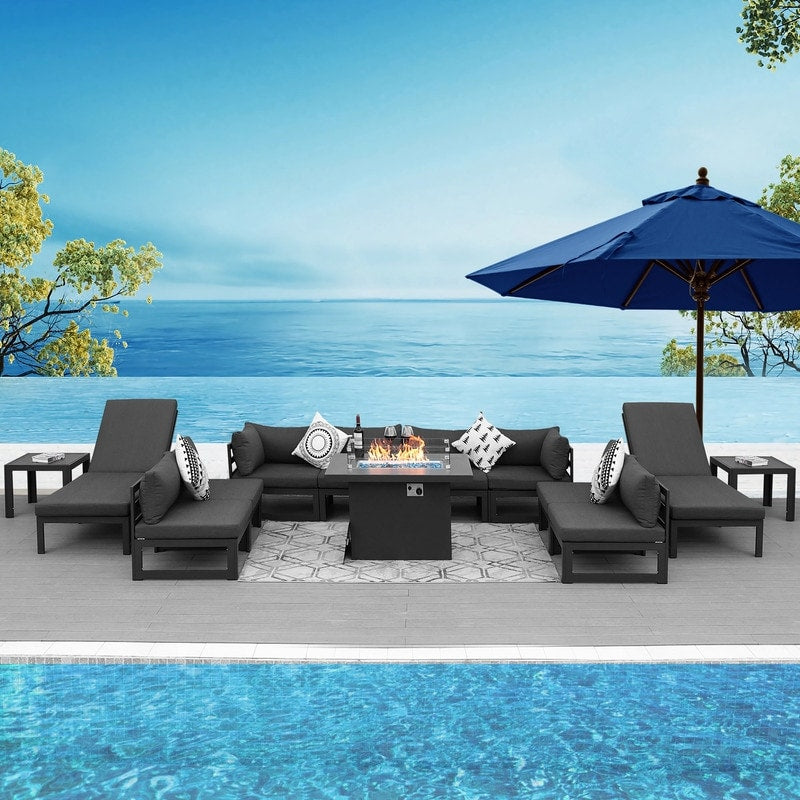 FINCATI Aluminum Outdoor Patio Furniture Conversation Sectional Sofa Set