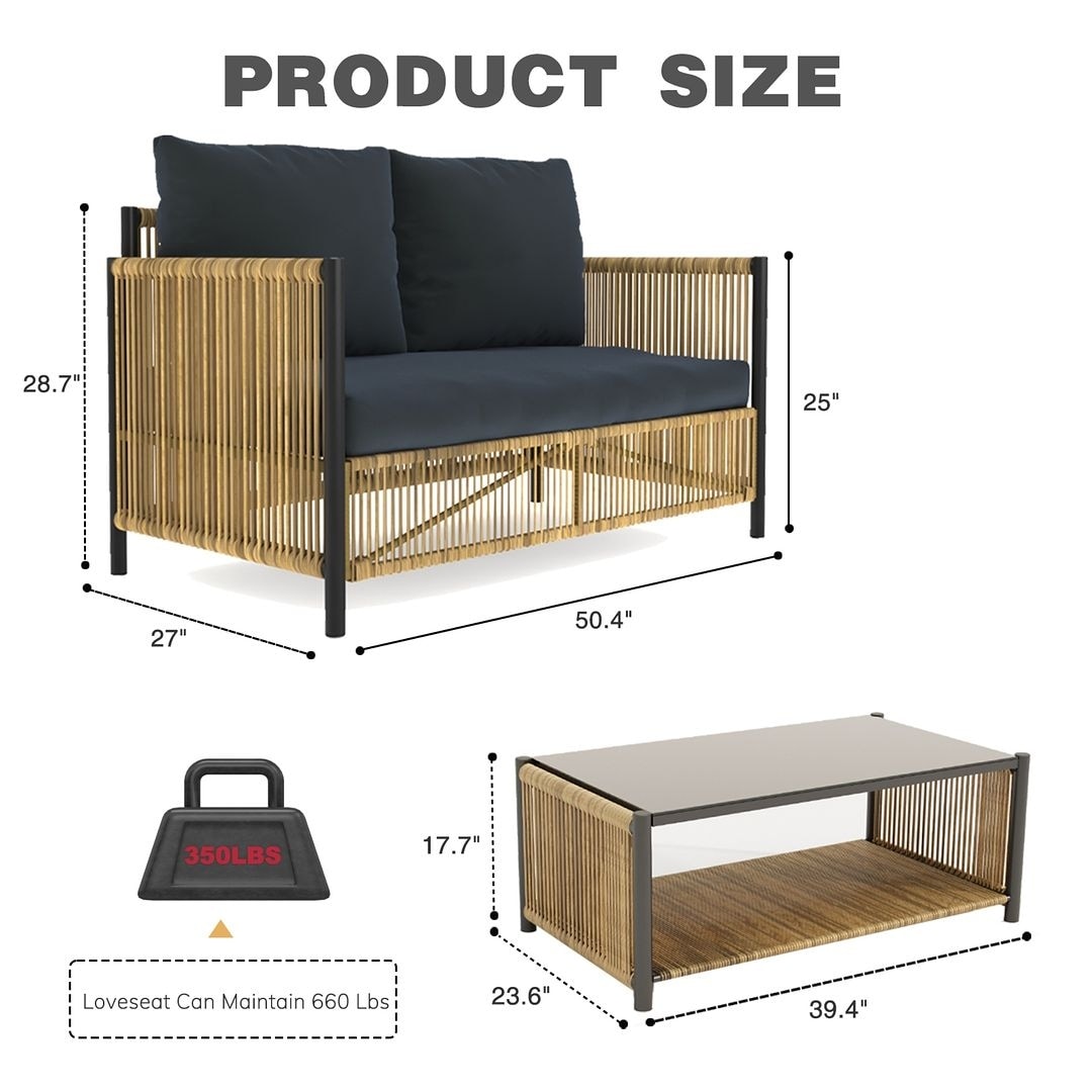 6 PCS Outdoor Patio Furniture Set PE Wicker Sofa Set