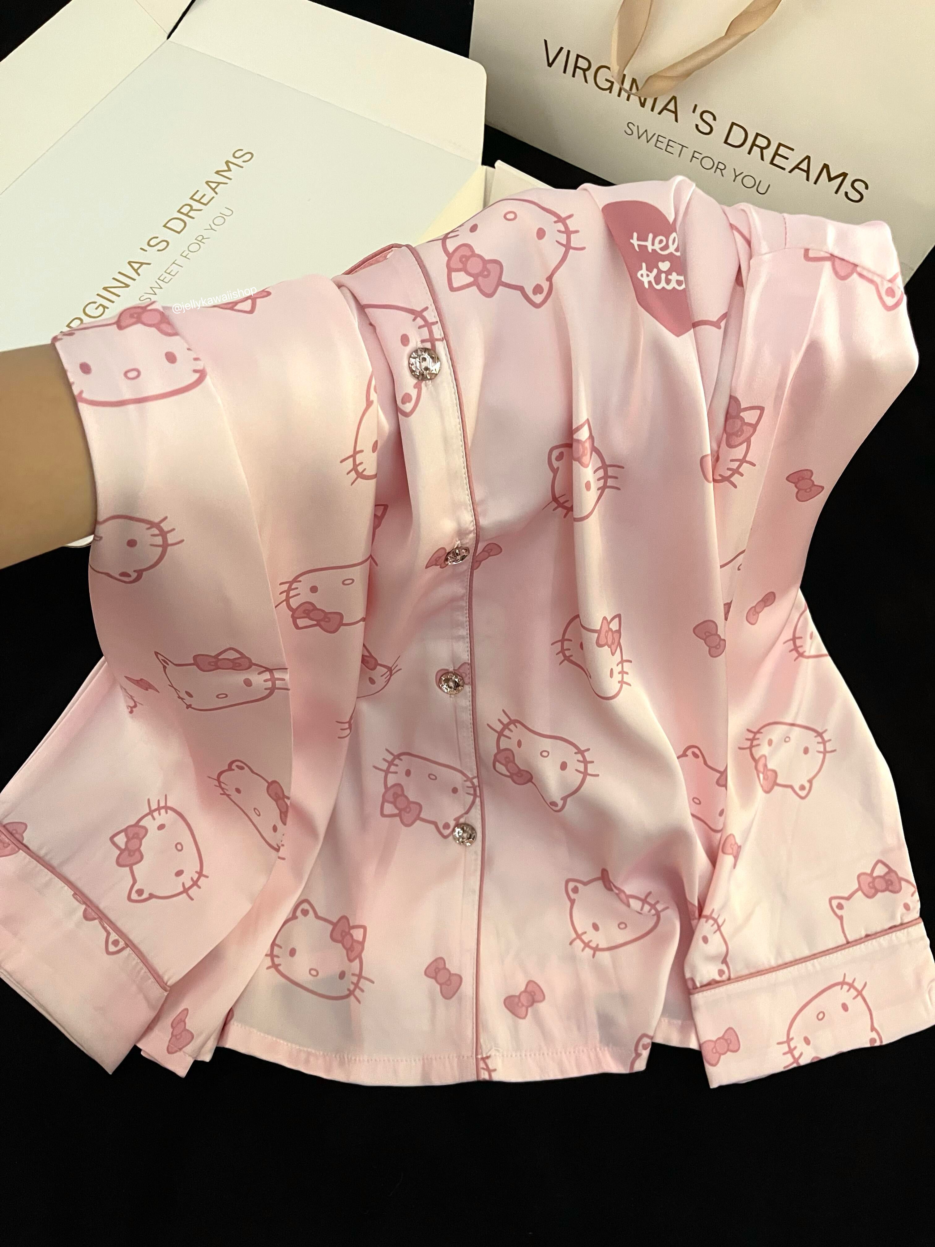 Hellokitty Pink Pajamas Set Soft Pj Lounge Sets