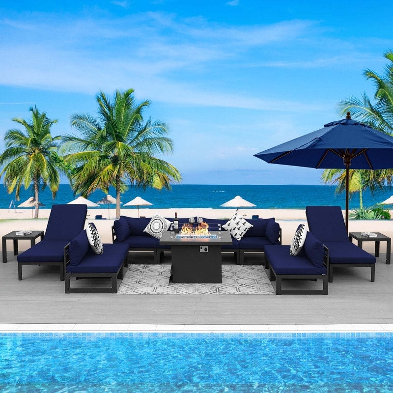 FINCATI Aluminum Outdoor Patio Furniture Conversation Sectional Sofa Set