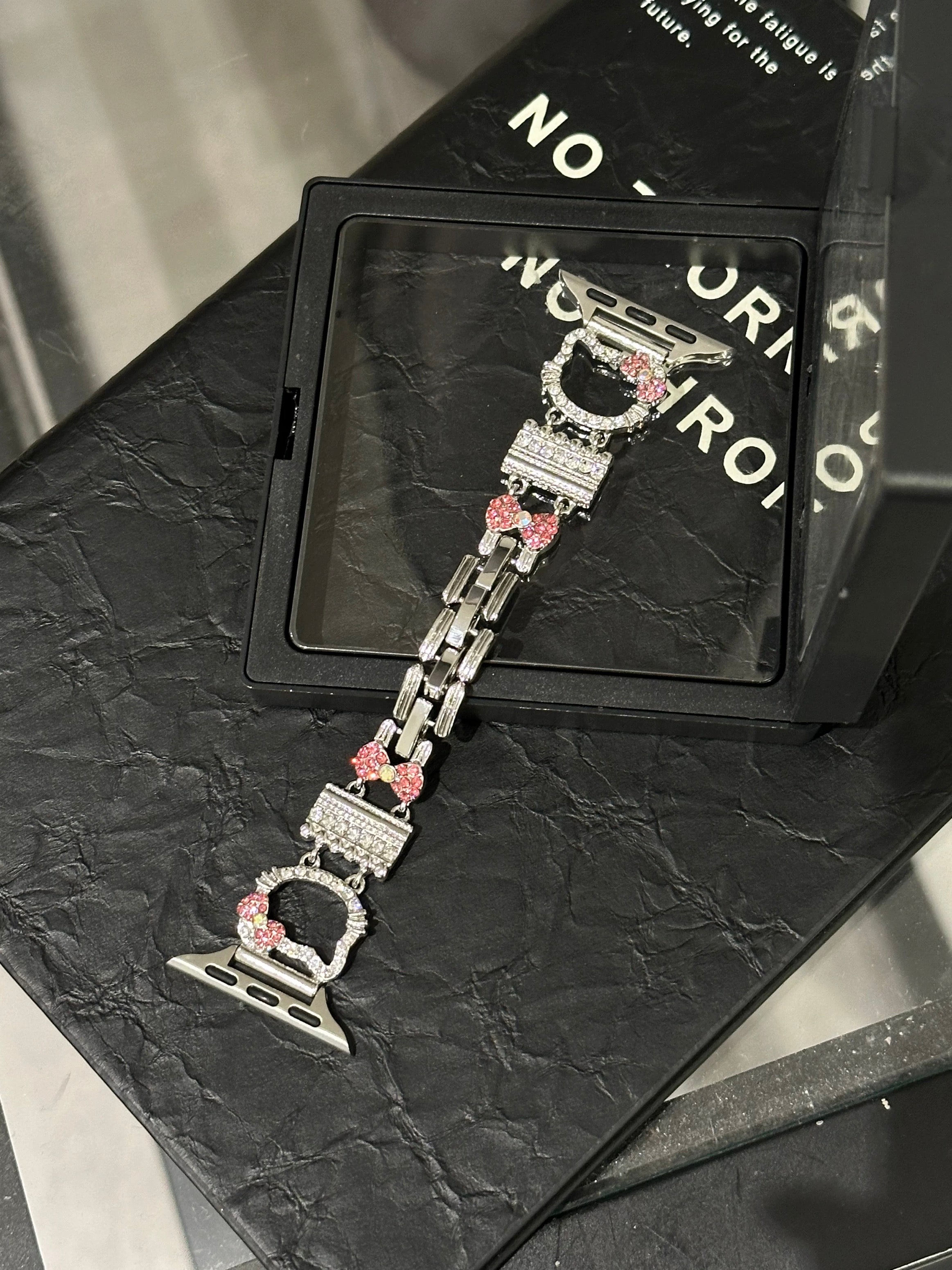 Hellokitty Apple Watch Band Bling Diamond Strap Bands with Screen Protector Case