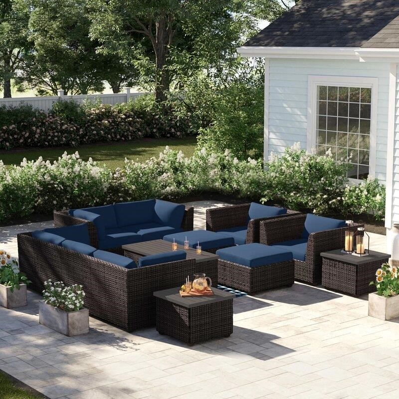 Tegan Wicker/Rattan 7 - Person Seating Group with Cushions