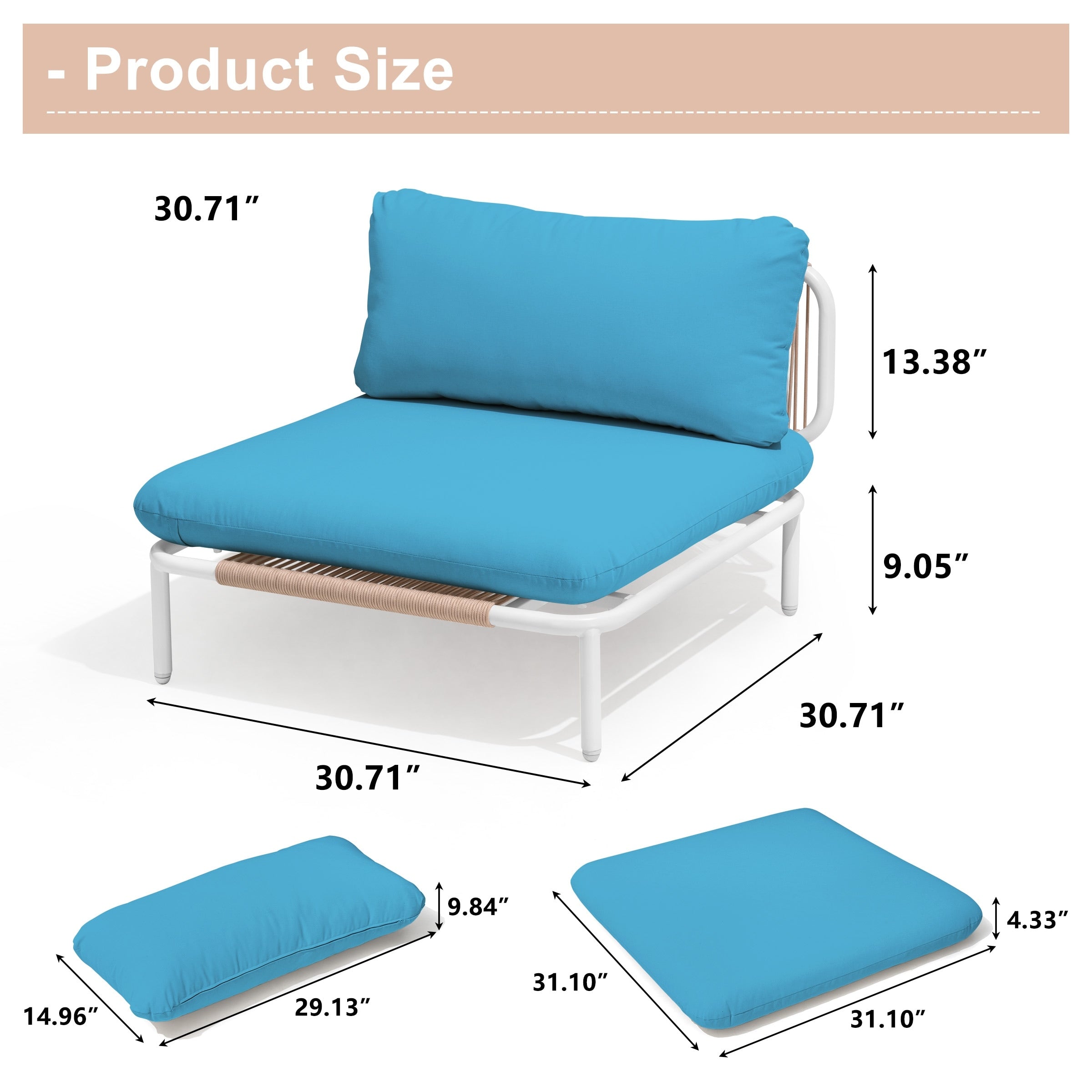 Outdoor Cushioned Sectional Sofa Chat Set Patio Furniture Conversation Set, Free Combination