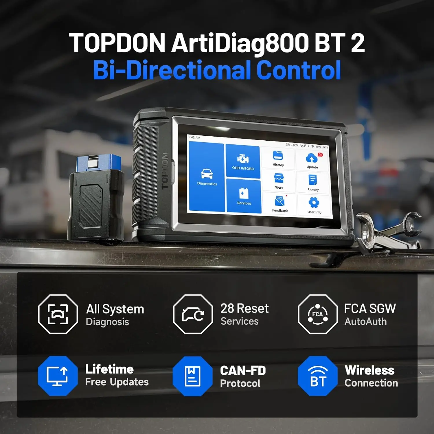 Bidirectional OBD2 Scanner, All System Automotive Diagnostic Tool, 28+ Reset Services, Lifetime Free Update