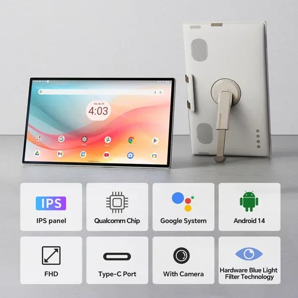 Portable Smart TV – 25” FHD Touchscreen Display with Android 14, Built‑In Battery & Rolling Stand 📺✨
