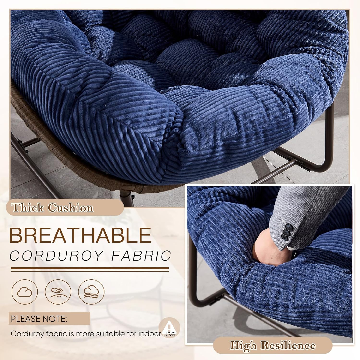Oversized Outdoor Egg Rocking Chair with Thick Cushion – Comfortable Patio & Indoor Lounge Seating Clearance Sale