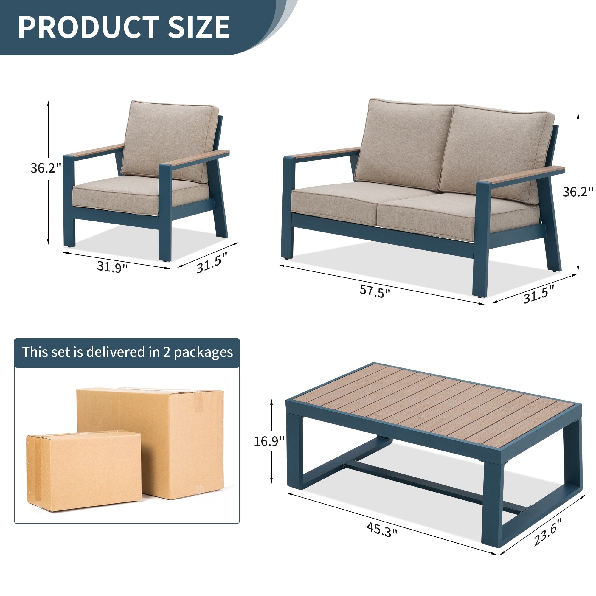 Zenova Aluminum Patio Conversation Sets,Outdoor Sofa Sets
