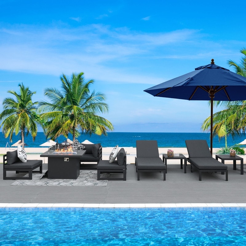 FINCATI Aluminum Outdoor Patio Furniture Conversation Sectional Sofa Set