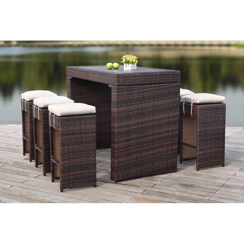 Motter Rectangular 6 - Person 59.1'' Long Bar Height Dining Set with Cushions