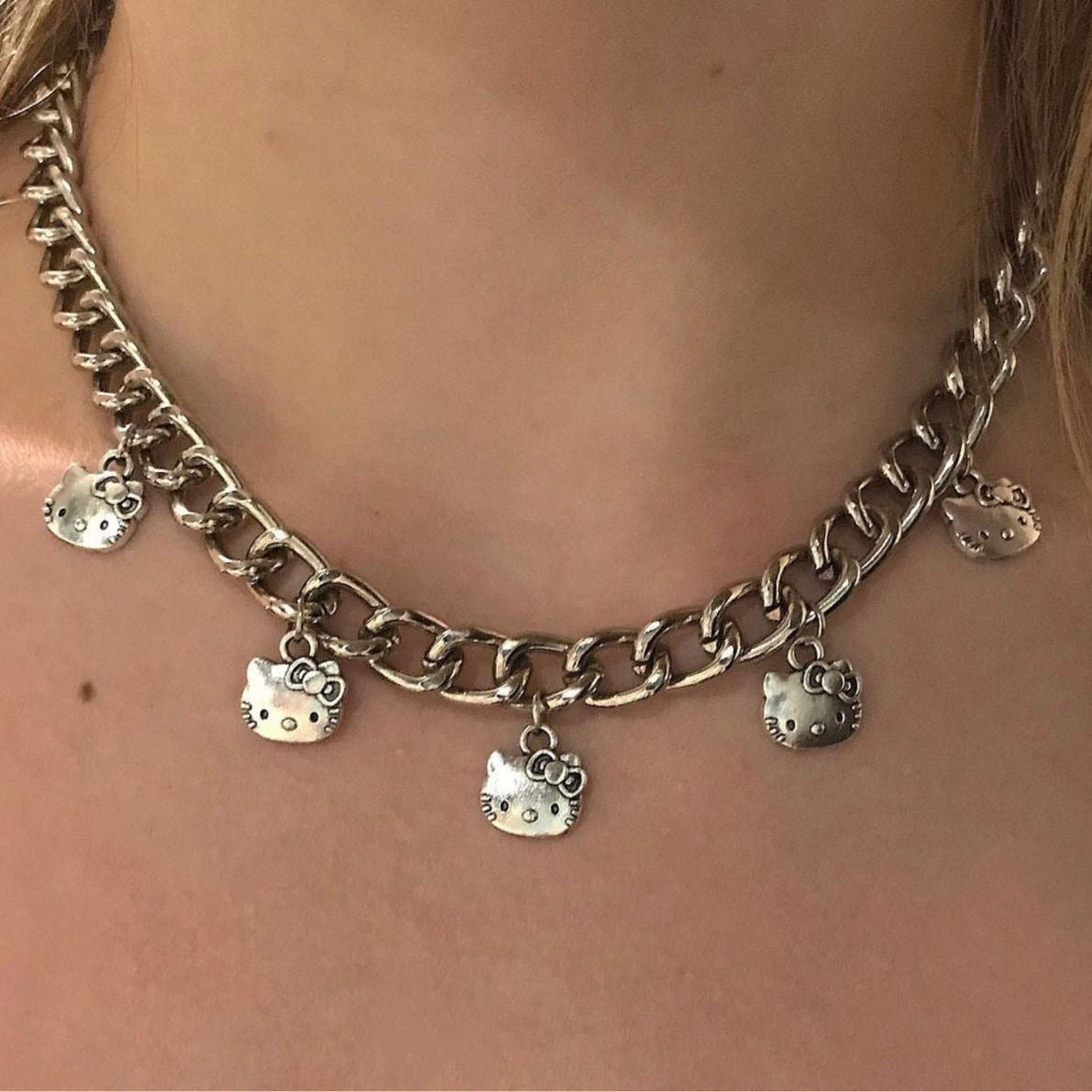 Hellokitty Rhinestone Pendant Necklace