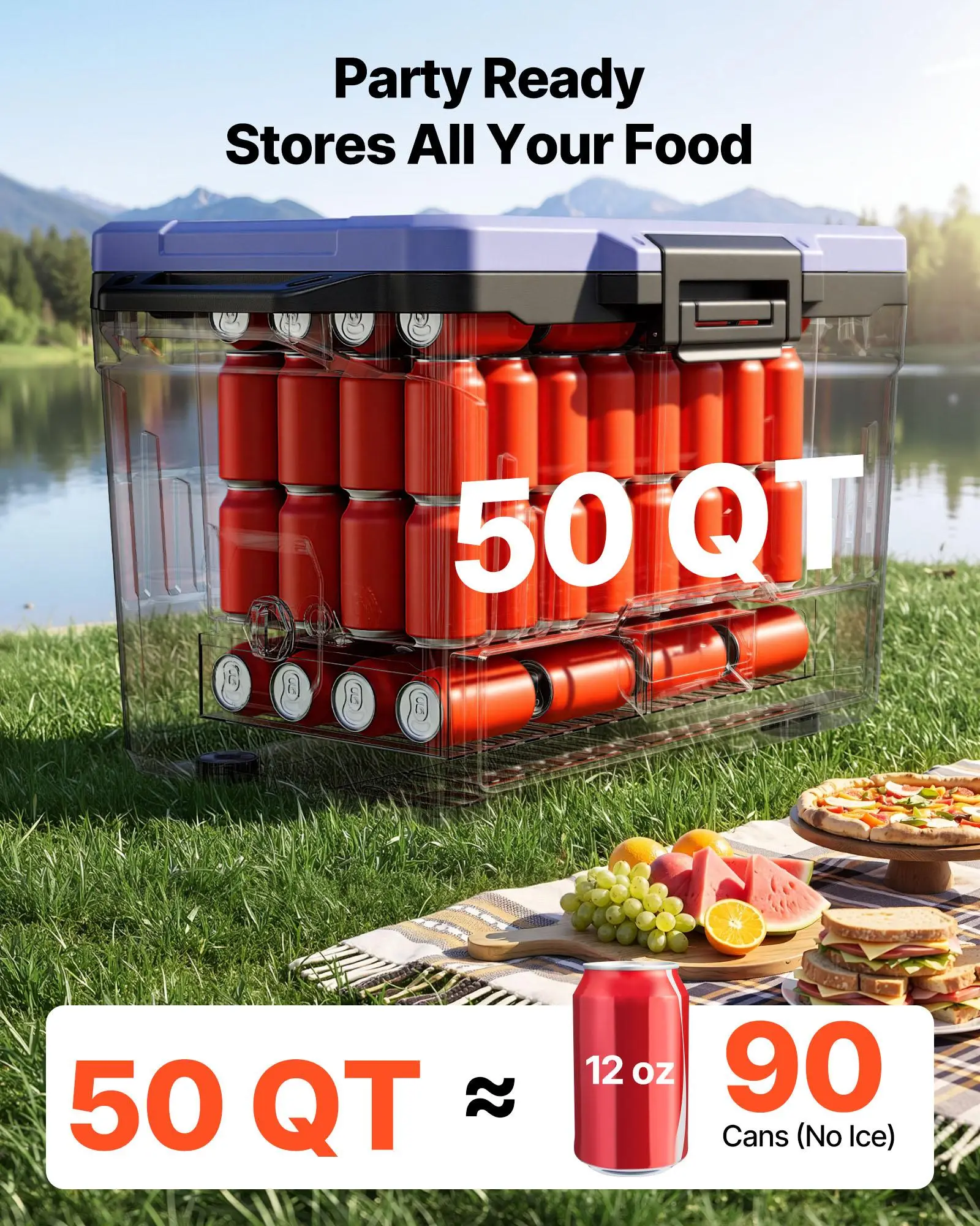 50QT Portable Hard Cooler for Camping