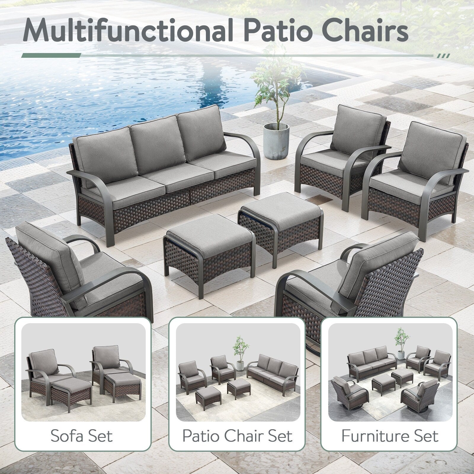 Outdoor Patio Chair with Fire Pit Table Set