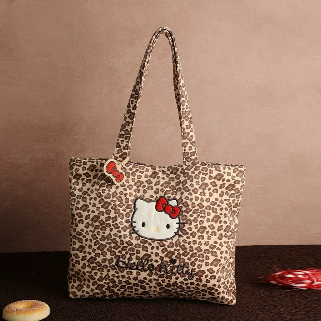 Hellokitty Leopard Print Cute Tote Bags Kawaii Carry on Bag Handbags
