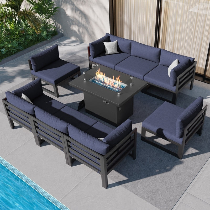 FINCATI Aluminum Outdoor Patio Furniture Conversation Sectional Sofa Set